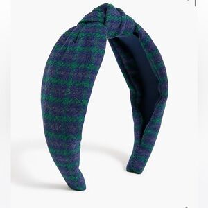 Jcrew Houndstooth knot headband Green/Blue